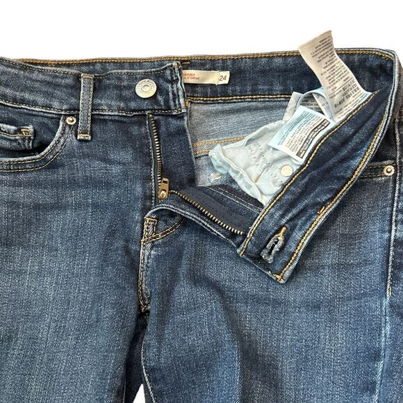 Levi’s Levis 711 Skinny Jeans Distressed Dark Wash Blue Size 24 - Picture 7 of 11